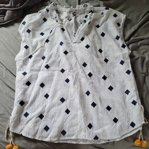 Madewell embroidered top with tassels, XL